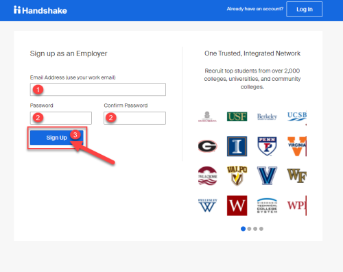 Handshake Employer Signup