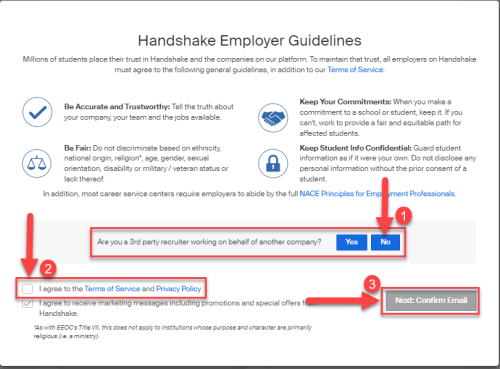 Handshake Employer Signup